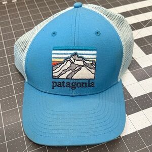 Patagonia Light Blue and Aqua Mountain Patch Trucker Hat